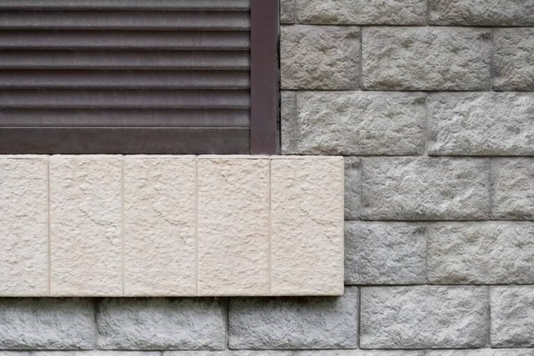 Masonry wall caps on brick and stone exterior wall