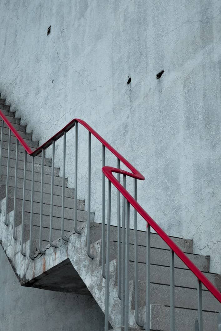 Step handrail anchors Ajax concrete stair inspection