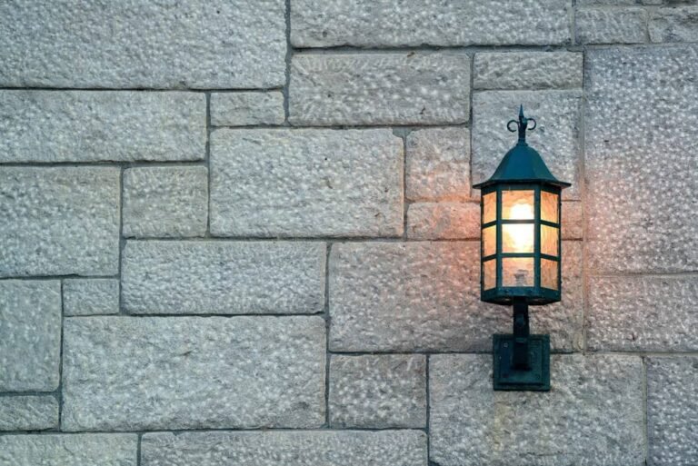 Masonry lighting ideas for exterior stone wall and walkway