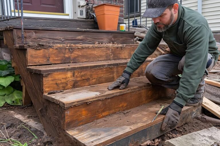 Step nosing repair in Burlington for chipped concrete steps